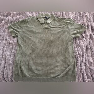 Theory Olive Textured Polo Shirt